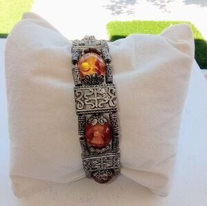 Silver and Amber Bracelet